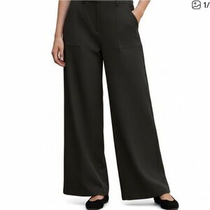 Max Studio London Wide Leg Pants Black High Rise Workwear Career Size XL